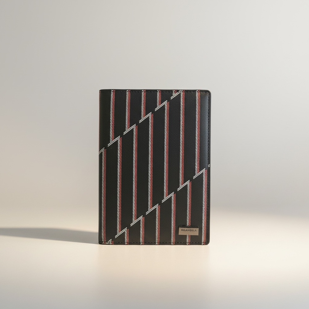 Metrocity Milano Black Striped Passport Holder NWOT